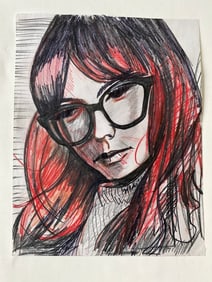 Original Drawing Art Mixed Media Modern illustration portrait