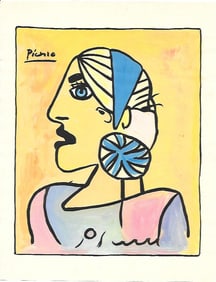 Pablo Picasso Mixed Media on Paper, Stamp on Verso