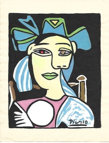 Pablo Picasso Mixed Media on Paper, Stamp on Verso
