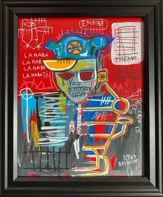 Jean Michel Basquiat Drawing King Samo Rare Vintage Signed Fits Basquiat