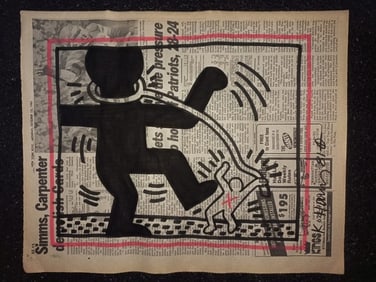 Keith Haring Newspaper - Untitled,1983 Keith Haring Newspaper Marker Art