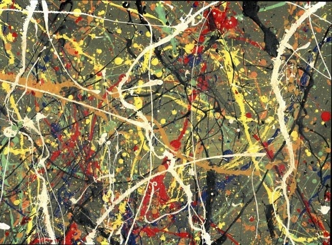 Jackson Pollock Abstract Painting: Jackson Pollock Abstract Painting on Thick paper )(After Artist)Size: 15 x 11 Inches. Painting is done in the modern, abstract expressionist Pollock is known. It is being sold in the manner or style o