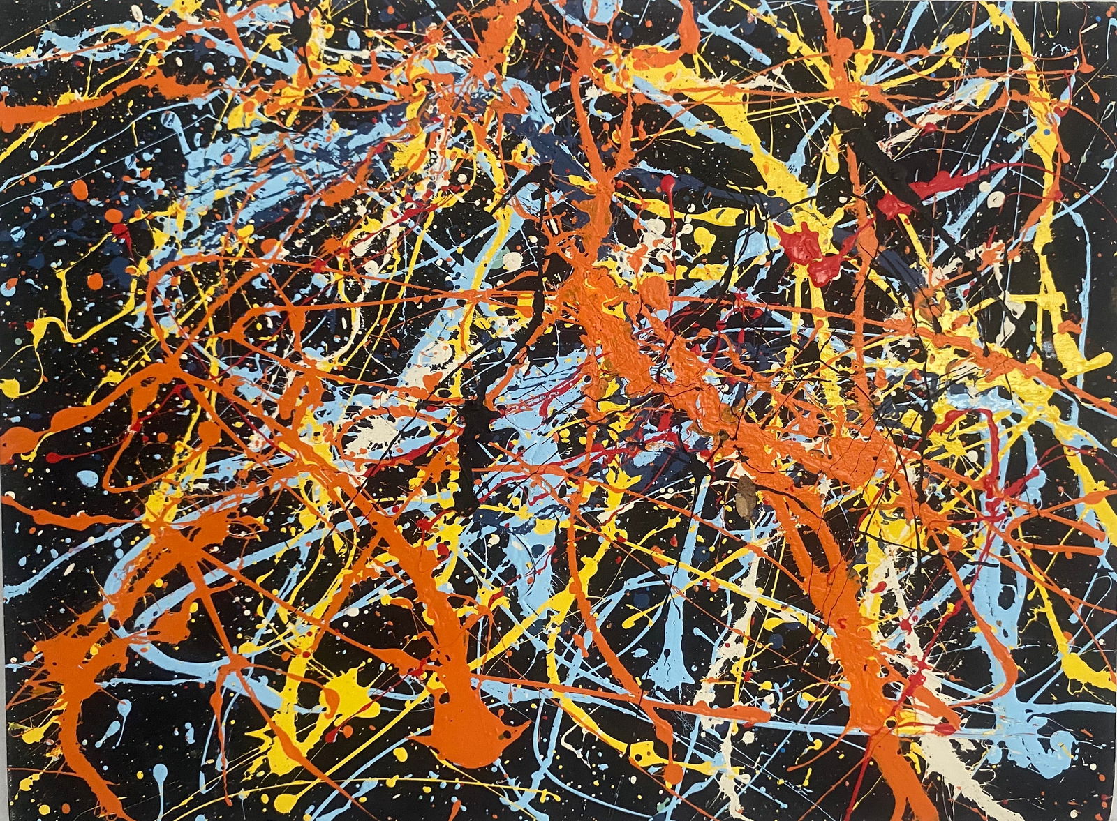 Jackson Pollock Abstract Painting on Canvas Panel (After Artist): Jackson Pollock Abstract Painting on Canvas Panel (After Artist).Painting size approx : 18 x 24. Jackson Pollack is famous for helping to create a whole new art movement called Abstract Expressionism.