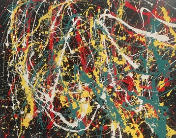 Jackson Pollock Abstract Painting on Canvas Board(After Artist)