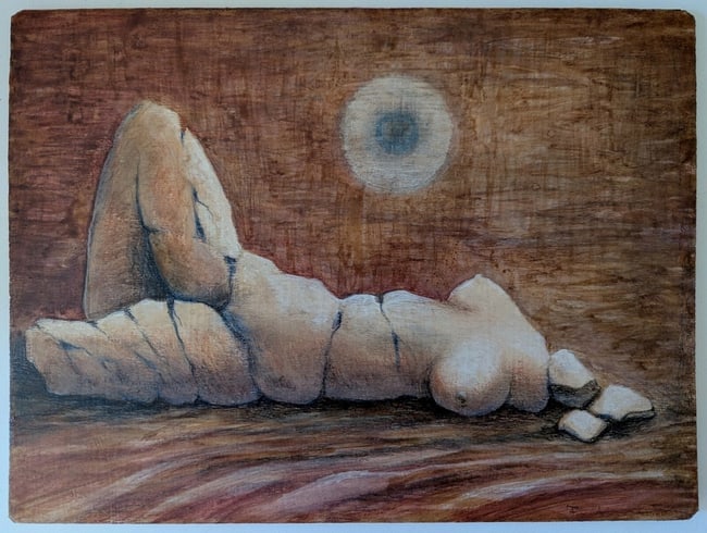 Painting František Muzika Max Ernst Surrealism DADA Dali classical modernism: Painting František Muzika Max Ernst Surrealism DADA Dali classical modernism.rare figurative painting in the style ofFrantišek Muzika Techinque: pencils and painting on woodboarddiameter : ca. 22 cm