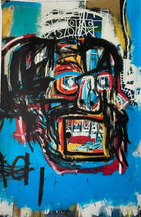 Jean Basquiat Print on Canvas: Jean Basquiat Print on Canvas. size 24 x 16. Jean-Michel Basquiat was a Brooklyn-born, African-American artist who became a cultural icon of the 1980s New York art scene. His work, which combined graf