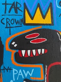 Rare Huge Vintage 1983 Fits Basquiat Painting Title : “Opera T-Rex ”Size : 36 by 24