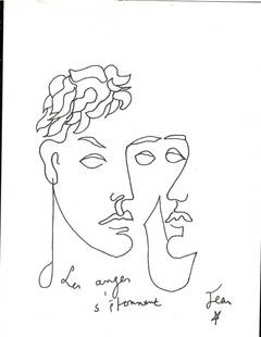 Jean Cocteau Fine Art drawing/print Ink on Paper: Jean Cocteau Fine Art drawing/print Ink on Paper. NY Private COLLECTION STAMP on verso.Paper Size: 11 3/4 x 8 1/4 Inches. Good Condition. We pack & Ship for you. We take care of the shipping services