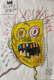 Jean-Michel Basquiat Expressionism Hand Painting Drawing on Paper