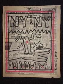 Keith Haring Newspaper - Untitled,1983 Keith Haring Newspaper Marker Art