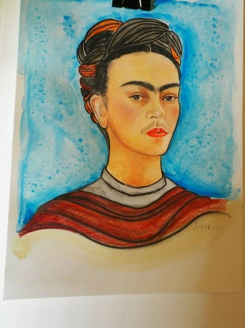 Frida Kahlo Painting mix media watercolor: Frida Kahlo Painting mix media watercolor on Thick paper.Size: SIZE: 12 x 9. Frida Kahlo y Calderón was a Mexican painter known for her many portraits, self-portraits, and works inspired by the natur