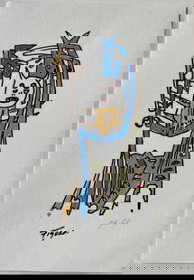 Abstract Drawing on Paper"Fiqura": Abstract Drawing on Paper"Fiqura". Size: 11 X 8 1/2 inches. Original Drawing Painting Stamp on back signed. NOT print NY Collector.Painting is sold unframed and without COA. Good Condition.See Photo