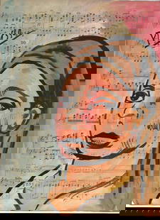 Mixed Media Pablo Picasso (After Artist) Drawing on Paper Music Notes: Mixed Media Pablo Picasso (After Artist) Drawing on Paper Music Notes. Approx Size: 12 x 8 1/2 inches. Provenance: Private NY Collection. It is being sold as in the manner Style of artist. Good Condit