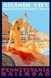 1935 A City Pennsylvania Railroad Poster-Repo: 1935 A City Pennsylvania Railroad Poster Repo- Art Print. Matte Paper- size Poster Print 16 x 24 . See photo good condition