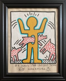 Keith Haring 1988 Pop Shop-Japan-Nakamuka Painting on Paper