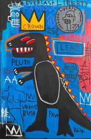 XL Large 1983 Fits Basquiat "Crown"  Painting on Canvas