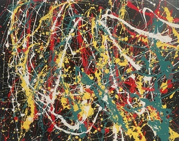 Jackson Pollock Abstract Painting on Canvas Board(After Artist)
