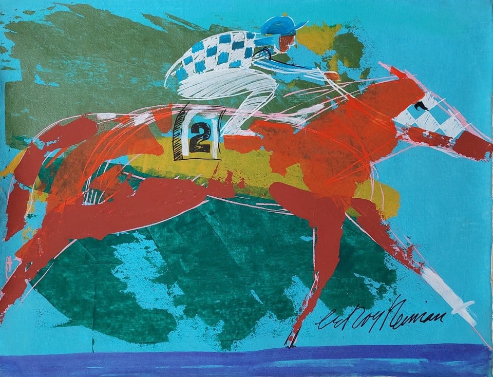 LeRoy Neiman American artist Surrealist Painting on Canvas: LeRoy Neiman American artist Surrealist Painting on Canvas style attribute to Artist.Painting Size:19.68 x 15.35 .LeRoy Neiman was an American artist known for his brilliantly colored, expressionist p