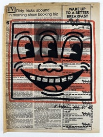 Keith Haring Newspaper - Untitled,1985 Keith Haring Newspaper Marker Art - Keith Haring - Untitled,