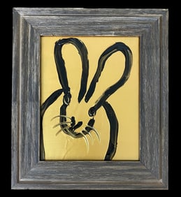 Hunt Slonem Gold Bunny on Canvas Framed