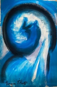 Abstract Painting on Canvas Signed Georgia Okeefe