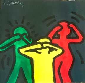 Abstract Painting on Canvas Signed Keith