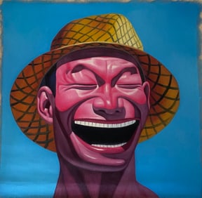 Ancient Smile Old 20th Century Modern Art Painting on Canvas