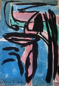 Bram V . Velde Old 20th Century Modern Art Painting on Canvas