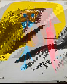 Wilfredo Lam Old 20th Century Modern Art Painting on Canvas