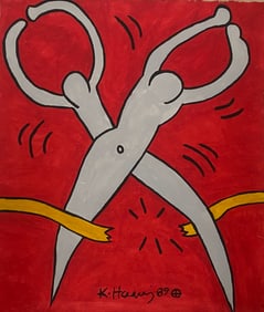 Keith Haring Old 20th Century Modern Art Painting on Canvas