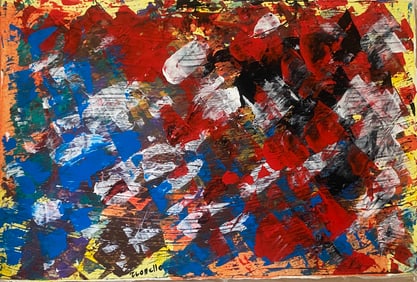 Riopelle Old 20th Century Modern Art Painting on Canvas