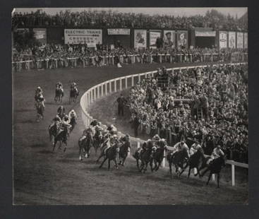 B&W 1955 FRENCH RACEHORSE PHIL DRAKE WINS EPSOM DERBY: B&W 1955 FRENCH RACEHORSE PHIL DRAKE WINS EPSOM DERBY Oversized - Photograph- Size:12 x10 Inches.