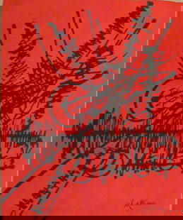 Georges Mathieu Modern art 20th century abstract painting on Canvas (after Artist): Georges Mathieu Modern art 20th century abstract painting on Canvas (after Artist) Size: 18 by 15 inches. Good condition,needs stretching. No COA,no supporting papers,sold in the manner of Artist.See