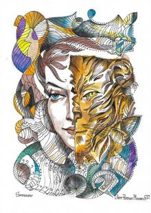 Original Drawing Art Mixed Media Modern illustration portrait: Original Drawing Art Mixed Media Modern illustration portrait Size:16 X 11 inches . Paper: 170 g/m. Original drawing, NOT print.See Photo.. Good Condition