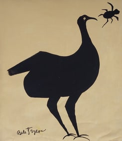 Bill Traylor Signed Outsider Folk Art Painting on Canvas