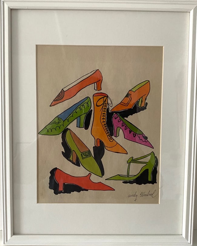 Andy Warhol (Ame 1928-87) Mixed Media Painting on Paper. Pop Art Era.: Andy Warhol (Ame 1928-87) Mixed Media Painting on Paper. Pop Art Era.After Artist - Approx Measuring: 8 1/4 x 11 1/2 inches.New Frame Size 12 x 15 x 1 inches.Andy Warhol (1928–1987) was an iconic Am