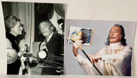 2  Salvador Dali Photo: 2 Salvador Dali Photo each Print size: 8 x 10 and 6 x 8 small photo. See photo for description . Good condition