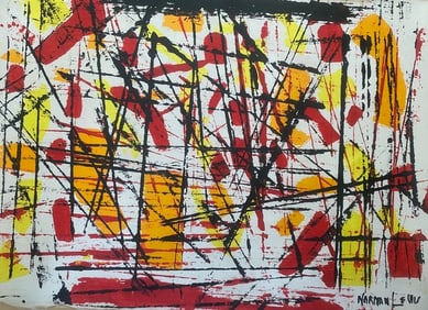 Abstract Painting on Canvas Signed Norman Lewis, Modern Art