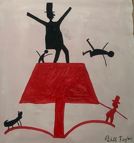 Bill Traylor Old 20th Century Modern Art Painting on Canvas
