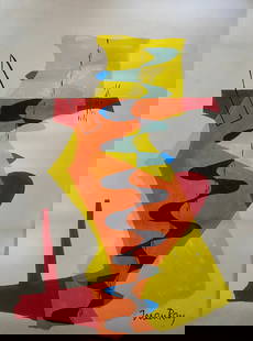 Abstract Painting on Canvas Signed Man Ray: Abstract Painting on Canvas Signed Man Ray,Modern Art,. Approx Measurements: 19 x 14 inches.. This painting is sold unstretched Canvas Only, Will be Rolled up in a professional shipping tube. It is be