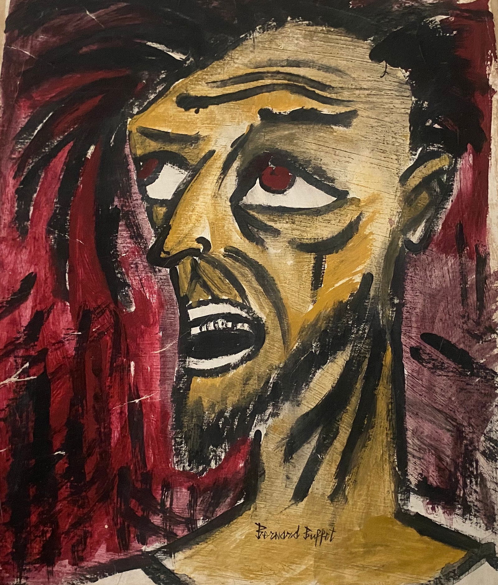 Bernard Buffet Old 20th Century Modern Art Painting on Canvas: Bernard Buffet Old 20th Century Modern Art Painting on Canvas (After)Artist. Sold as is.No Documents or COA Approx size:22 x 18 inches. Good Condition .We pack & Ship for you. We take care of the ship