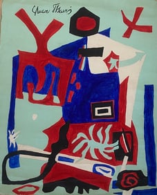 Stuart Davis Old 20th Century Modern Art Painting on Canvas