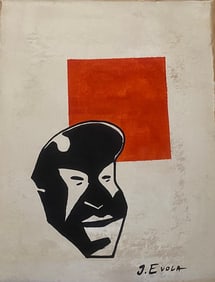 J. Evola Old 20th Century Modern Art Painting on Canvas