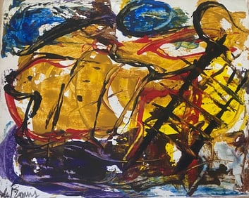 Kooning Old 20th Century Modern Art Painting on Canvas