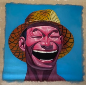 Ancient Smile Old 20th Century Modern Art Painting on Canvas