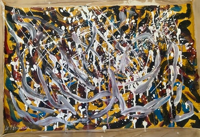 Lee Krasner Old 20th Century Modern Art Painting on Canvas