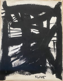 Kline Old 20th Century Modern Art Painting on Canvas