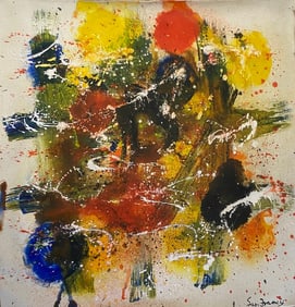 Abstract Old 20th Century Modern Art Painting on Canvas