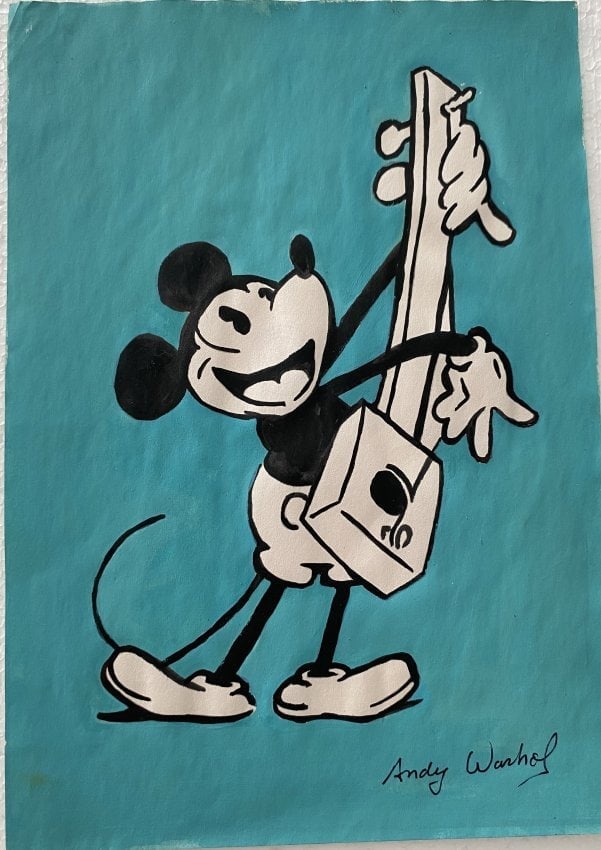 Andy Warhol Mixed Media on Paper: Andy Warhol Mixed Media on Paper. On verso, also stamp. Approx Size: 11 3/4 x 8 1/2 inches. All lots that do not carry established documented provenance nor any past record of auction history record a