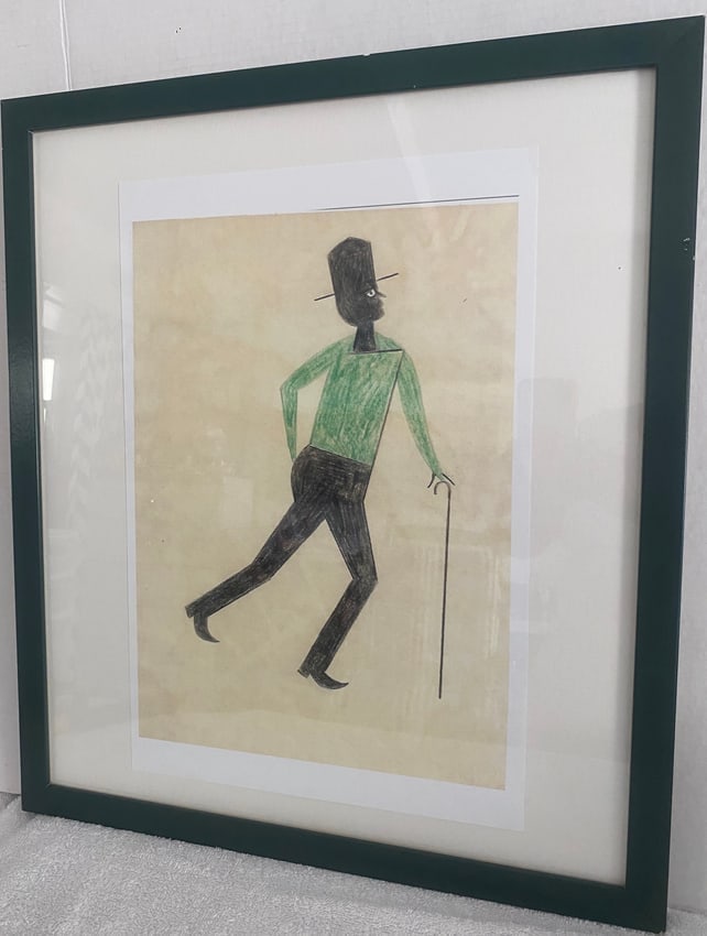 Bill Traylor Print on Paper framed: Bill Traylor Print on Paper framed. Embossed on lower right. from private collector.Print size: 18 x 12 .Frame size: 19 !/2 x 22 1/2. No COA or any documents.SEE PHOTOS as part of the description( sma